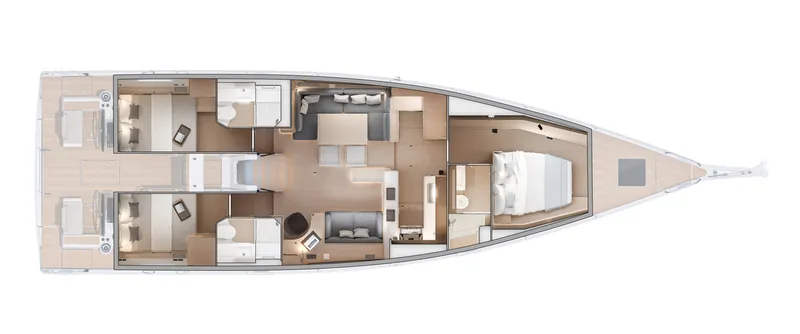 Slide: The Image of New Beneteau Oceanis Yacht 60 Three Cabin Three Head Layout Drawing - 3218600