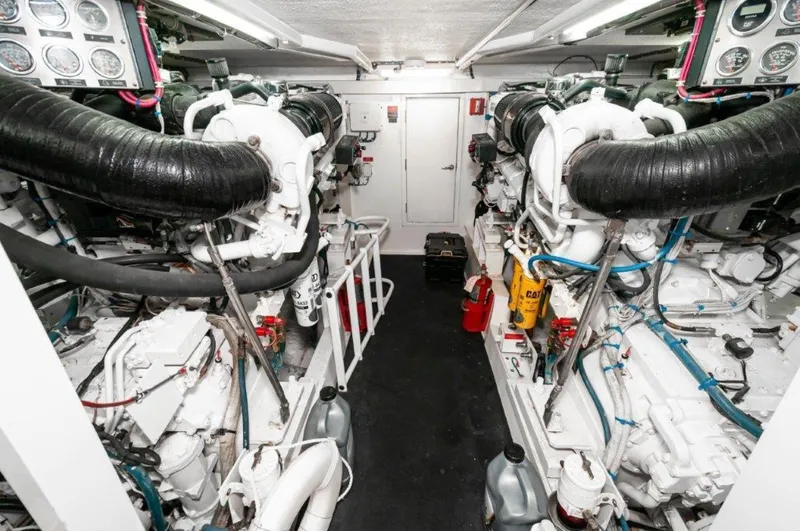 Slide: The Image of 2002 65 Hatteras Convertible Moontan Engine Room - 3712791