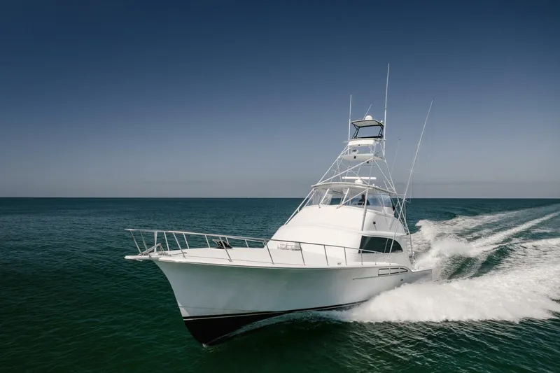 Slide: The Image of 1998 Miller Marine 60' Convertible CAT'N'AROUND-Bow Running - 4351099