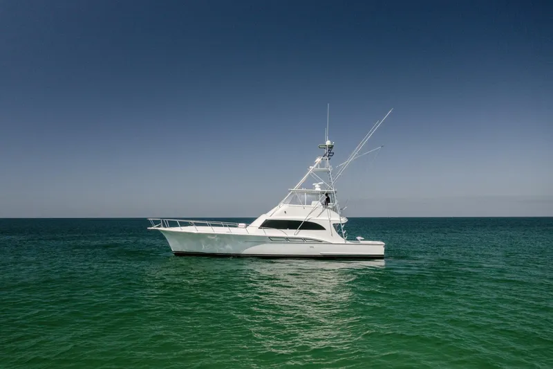 Slide: The Image of 1998 Miller Marine 60' Convertible CAT'N'AROUND-Port Profile - 4351103