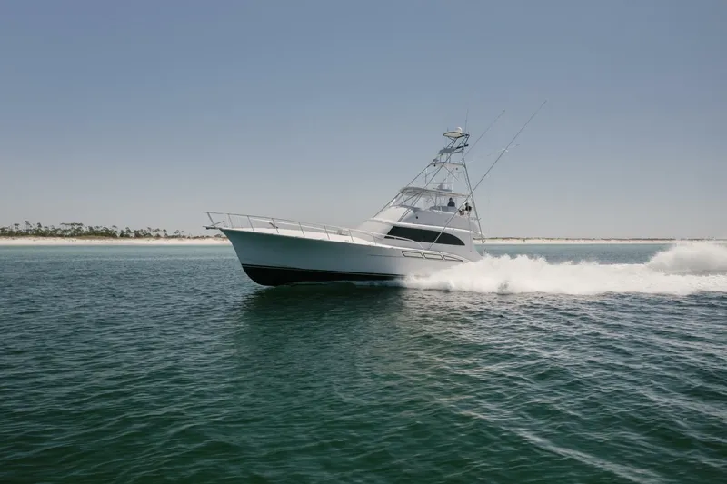 Slide: The Image of 1998 Miller Marine 60' Convertible CAT'N'AROUND-Port Running - 4351104