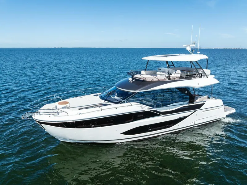 Slide: The Image of 2026 Prestige F5.7 Flybridge - Bow 3/4 Port - 5618247