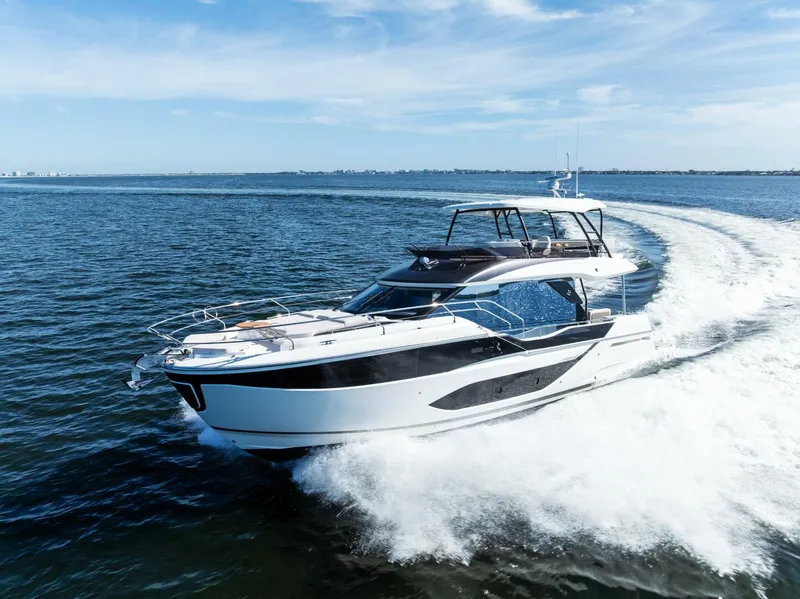 Slide: The Image of 2026 Prestige F5.7 Flybridge - Bow 3/4 Port - 5618226