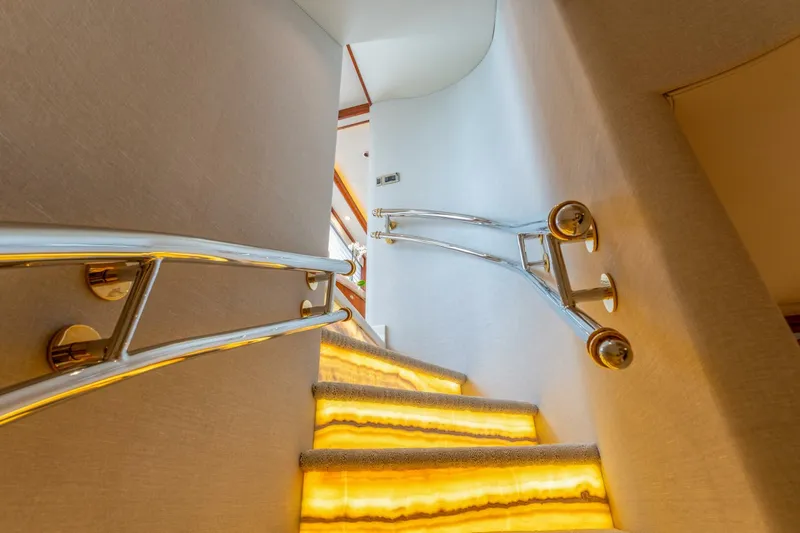 Slide: The Image of 2006 130 Westport MY Relentless Lower Deck To Main Deck Stairs (1) - 4614729