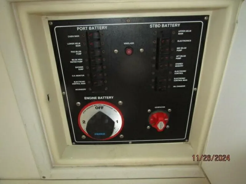 Slide: The Image of 34' Mainship aftdeck electrical panel - 4856784