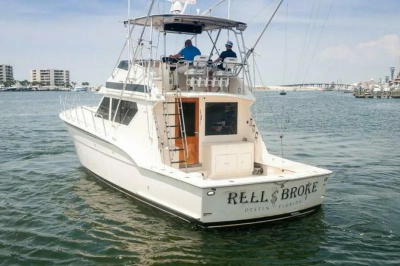 Slide: The Image of 1991 Hatteras 45 Convertible  REEL BROKE Transom - 4855871