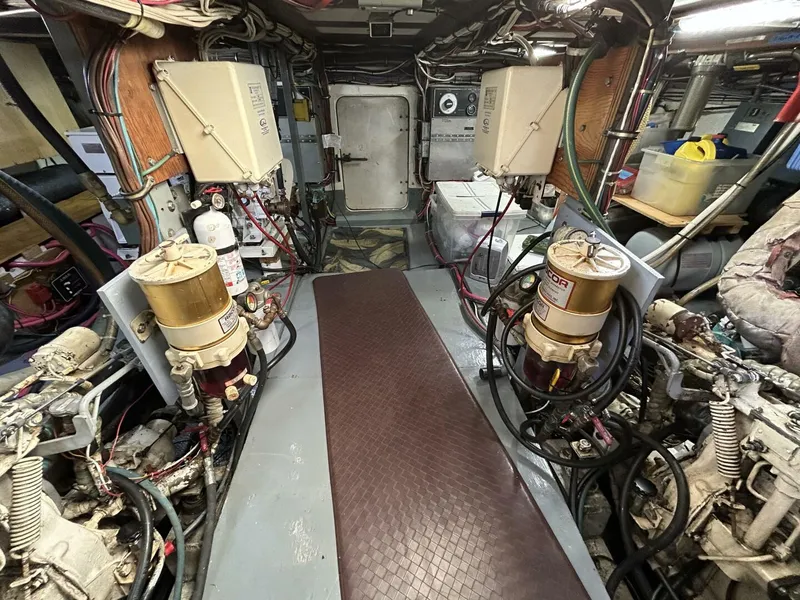 Slide: The Image of 48' Hatteras engine room aft - 4900451