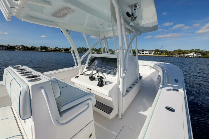 Slide: The Image of SeaHunter 33 Bloodline - Exterior Helm 2018 SeaHunter 33 Center Console Bloodline - 7654434