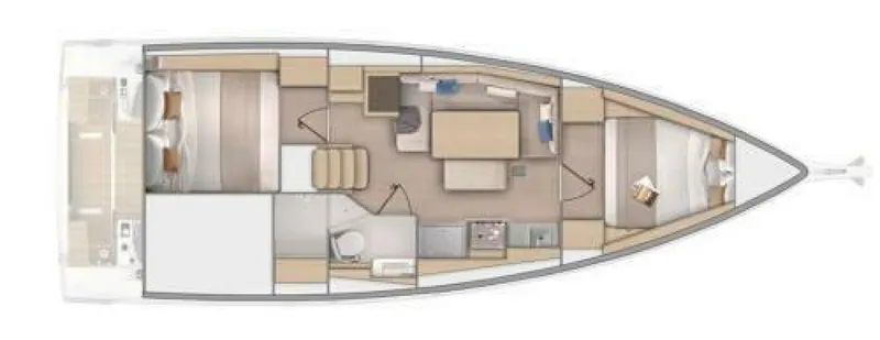 Slide: The Image of Beneteau Oceanis 37.1 Electric Two Cabins / One Head Layout - 5001067
