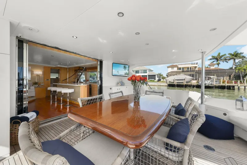 Slide: The Image of 2013 Horizon PC60 - Aft Deck Teak Dining Table - 5125316