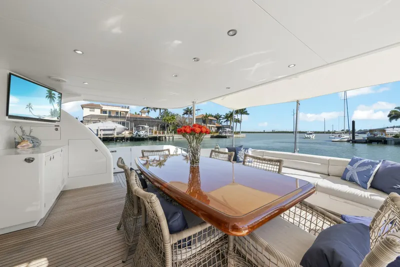 Slide: The Image of 2013 Horizon PC60 - Aft Deck Teak Dining Table - 5125749