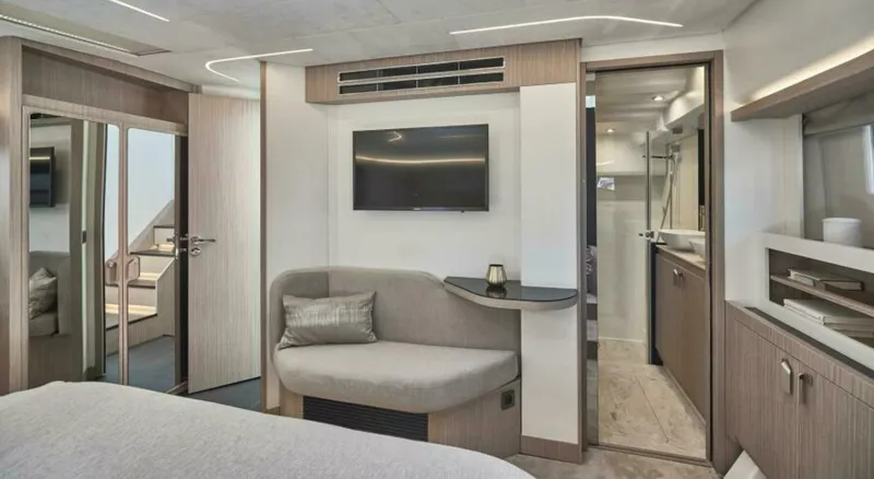 Slide: The Image of 2025 49 Prestige F4 Flybridge - Master Stateroom Sistership - 5153908