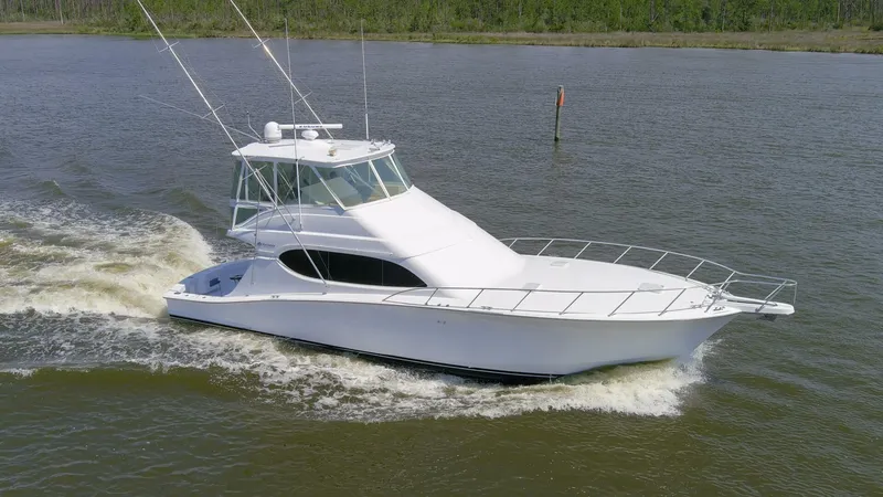 Slide: The Image of 2008 54 Hatteras 54 Convertible Lady A Stb Profile (2) - 5454746