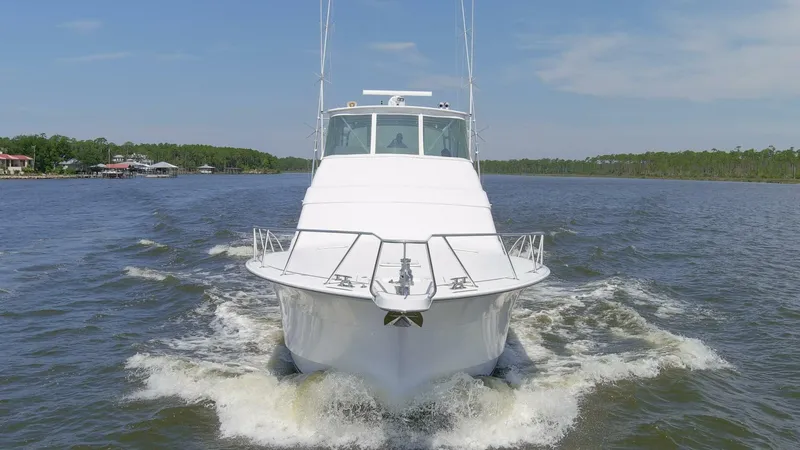 Slide: The Image of 2008 54 Hatteras 54 Convertible Lady A Bow Profile (1) - 5454861