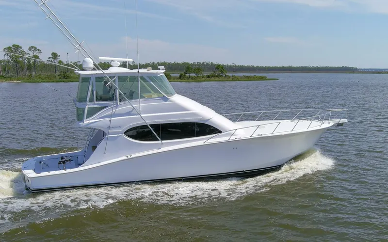 Slide: The Image of 2008 54 Hatteras 54 Convertible Lady A Stb Profile (1) - 5454869