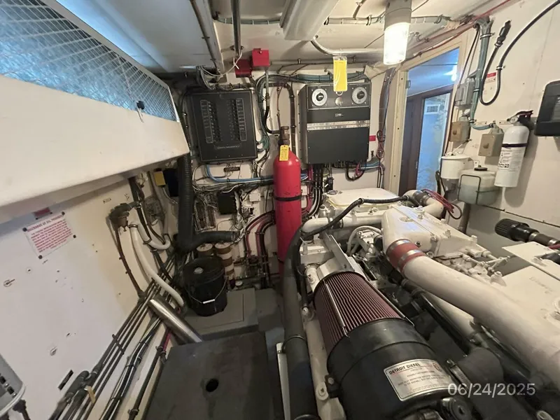 Slide: The Image of 63' Hatteras port engine room forward - 5444757