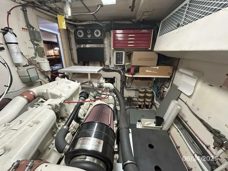 Slide: The Image of 63' Hatteras starboard engine room forward - 5444824