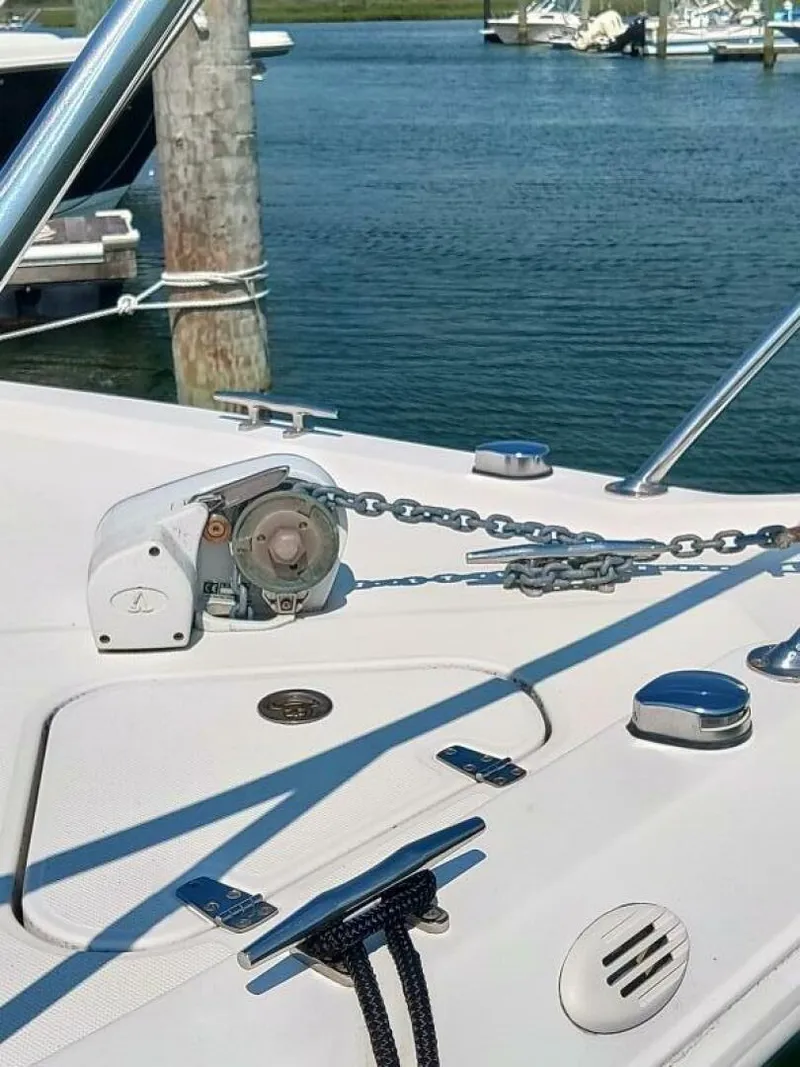 Slide: The Image of Pro-Line 32 Express View of bow pulpit with Lewmar windlass - 5533907