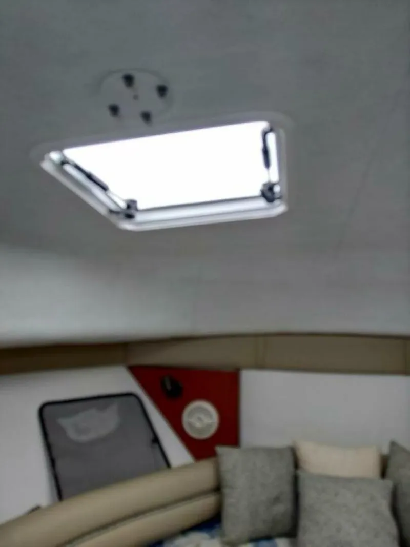 Slide: The Image of Pro-Line 32 Express Forward V-berth foredeck port now hatch view. - 5533935