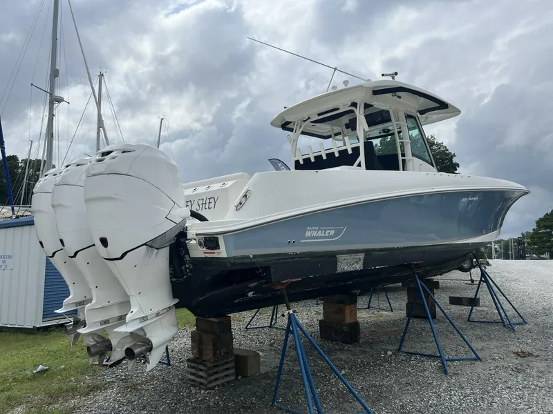 Slide: The Image of 2014 Boston Whaler 350 Outrage Starboard Rear Quarter - 5576123
