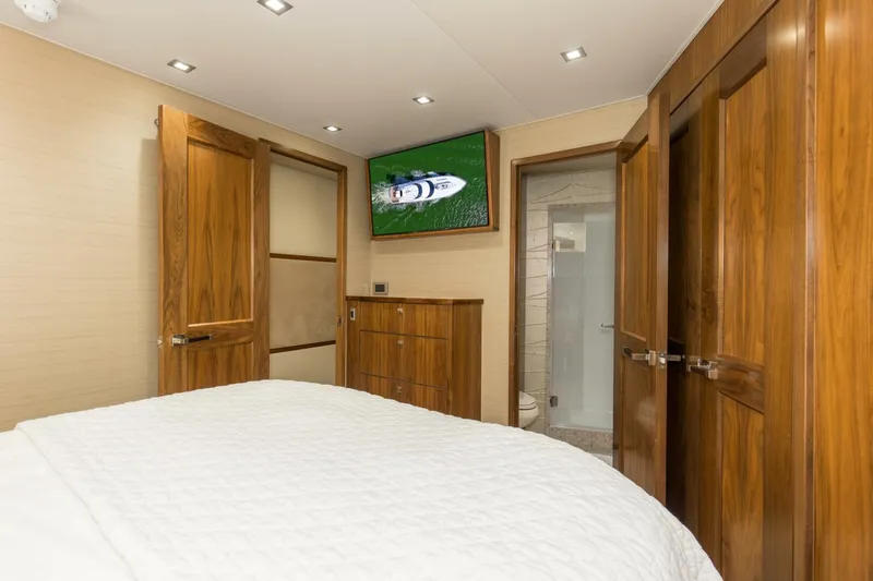 Slide: The Image of 2016 92 Viking Enclosed Bridge Touche Starboard Stateroom (1) - 5551737