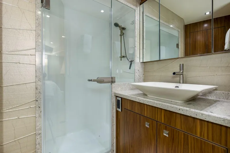 Slide: The Image of 2016 92 Viking Enclosed Bridge Touche Starboard Stateroom Head - 5551740