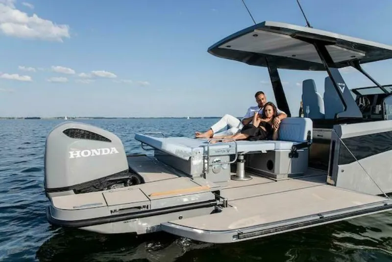Slide: The Image of VIRTUE YACHTS V10 T-Tops Fold-down Side Platform - 5584104
