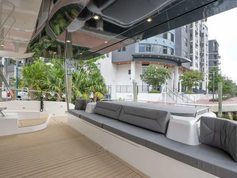 Slide: The Image of Alva OE 54 Cockpit Looking Starboard Ocean Eco 54 cockpit view looking starboard with aft settee and open connection to salon - 5603793