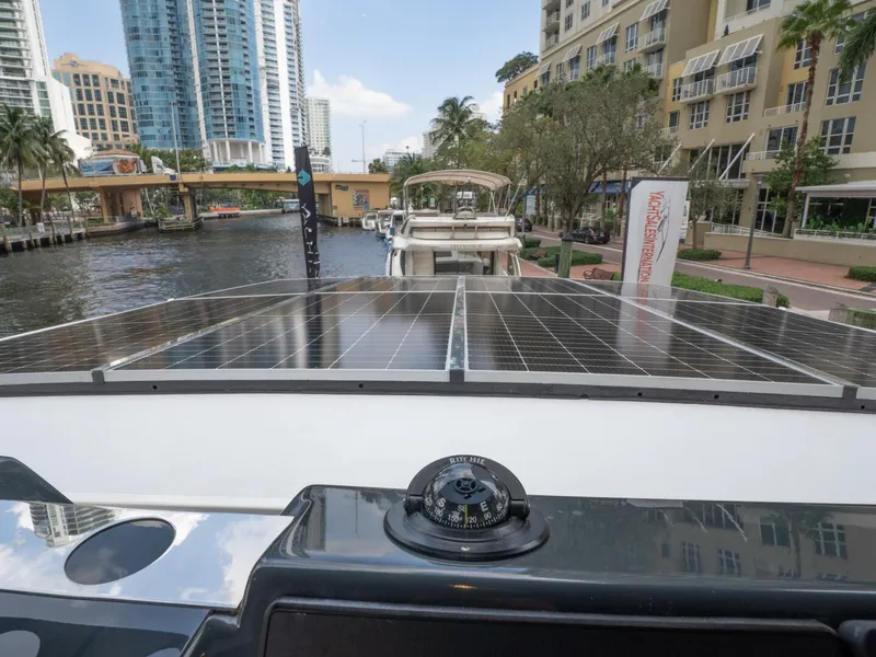 Slide: The Image of Alva OE 54 Flybridge Looking Over Coach Roof Solar Panels Ocean Eco 54 flybridge overlooking solar array on coach roof - 5603830