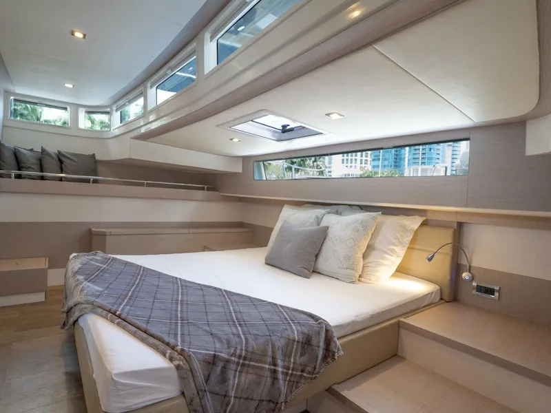 Slide: The Image of Alva OE 54 Master Looking Port Ocean Eco 54 master suite with king berth and portside panoramic windows - 5603807
