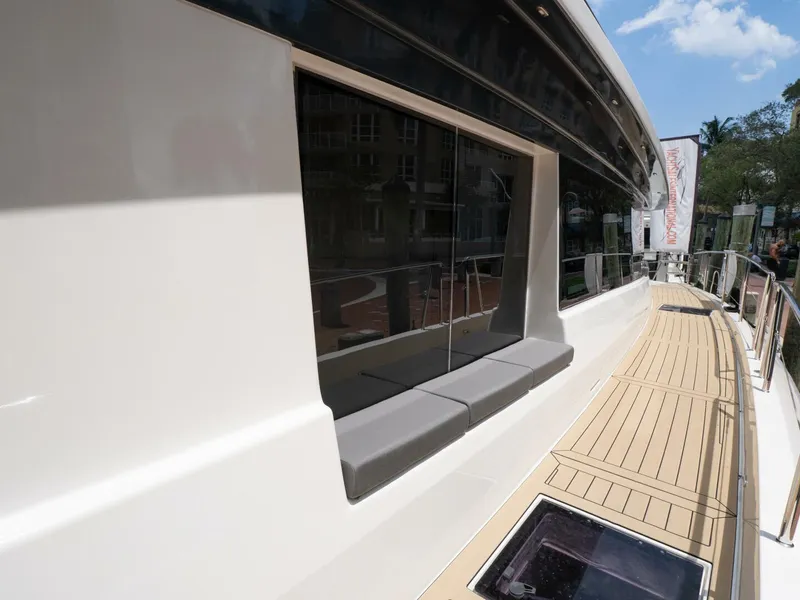 Slide: The Image of Alva OE 54 Starboard Hull Bench Seat Ocean Eco 54 starboard hull exterior with recessed bench seating - 5603839