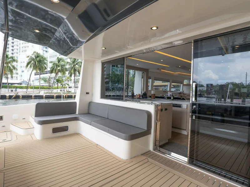 Slide: The Image of Alva OE 54 Cockpit LShaped Seating With Galley Open Ocean Eco 54 cockpit L-shaped seating with galley pass-through open to salon - 5603795