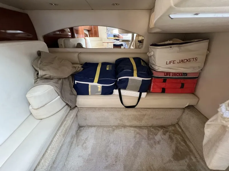 Slide: The Image of 2002 Sea Ray 360 Sundancer Aft Berth/Storage Area - 5645787