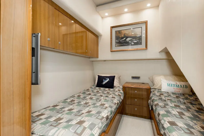 Slide: The Image of 2007 64 Viking Enclosed Bridge Reel Blues Rear Starboard Stateroom - 5641872