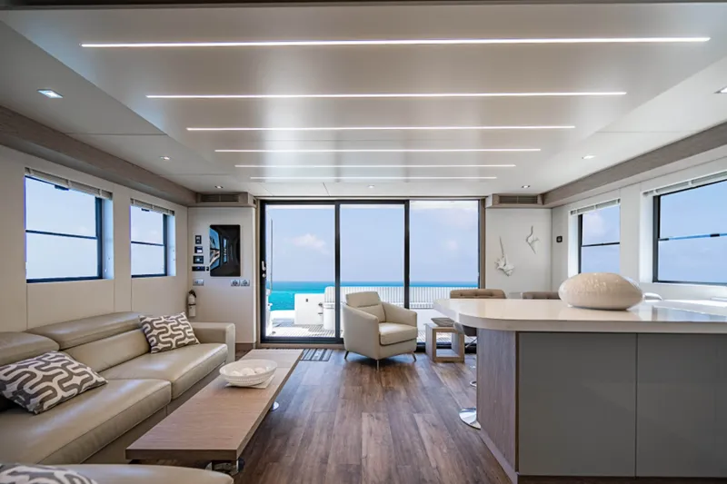 Slide: The Image of 2017 Overblue 58 Powercat Aft View from Salon Salon - 5653186