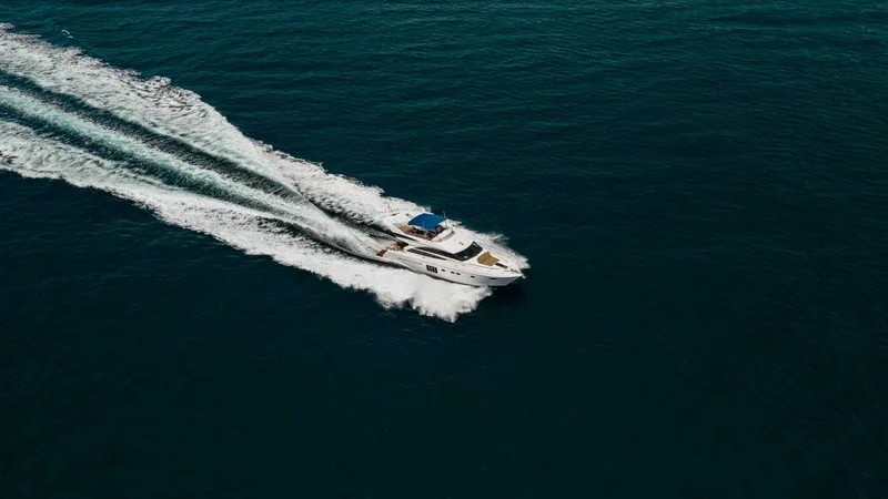 Slide: The Image of 2011 Princess 64 'Harbor Story' - Aerial Starboard 3/4 Bow - 5664665