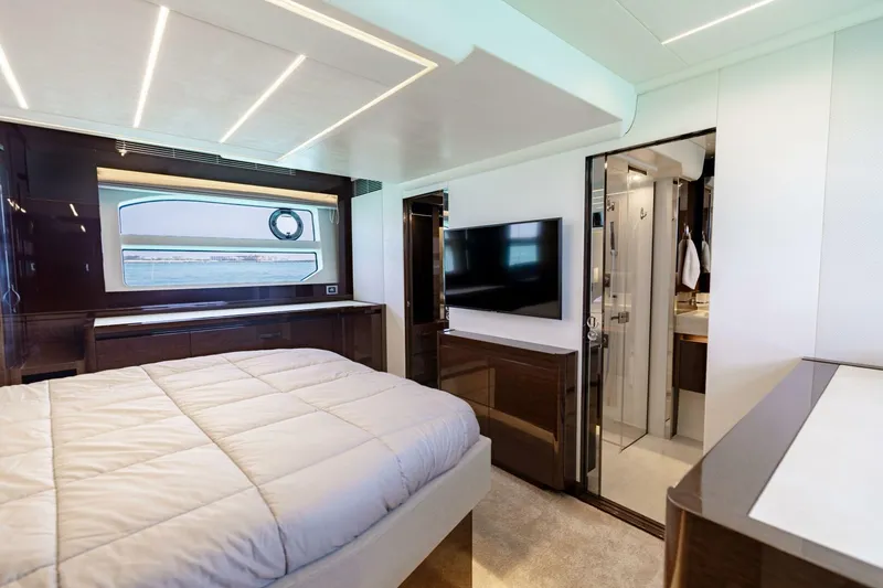 Slide: The Image of 2019 Prestige 590 Fly 'New Heart' - Master Stateroom  - 5681144