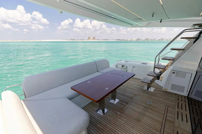 Slide: The Image of 2019 Prestige 590 Fly 'New Heart' - Aft Deck Dinette - 5681159
