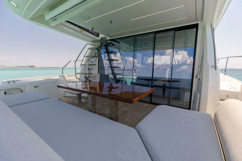 Slide: The Image of 2019 Prestige 590 Fly 'New Heart' - Aft Deck Dinette - 5681161