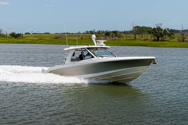 Slide: The Image of Boston Whaler 380 Realm- Running Profile 2022 Boston Whaler 380 EX Realm Clay Fam - 5675405