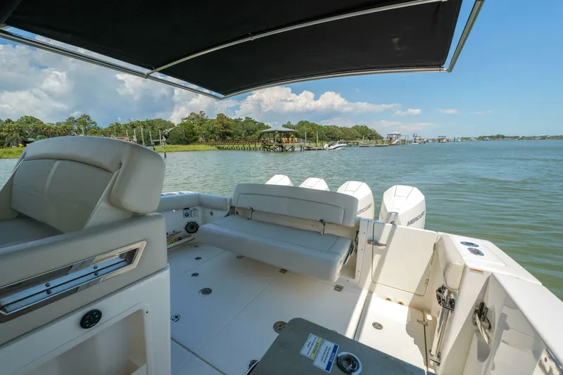 Slide: The Image of Boston Whaler 380 Realm- Cockpit Seating  2022 Boston Whaler 380 EX Realm Clay Fam - 5675377