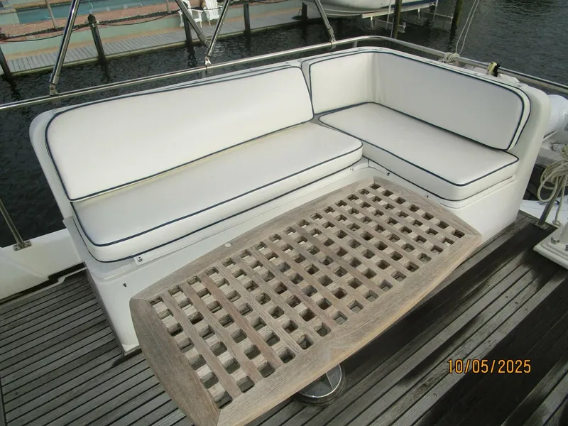 Slide: The Image of 42' Grand Banks flybridge starboard aft seating - 5726270