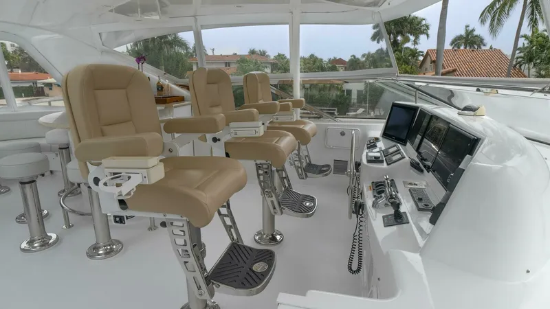 Slide: The Image of Hatteras 80 Gallopin- Flybridge Helm 2007 Hatteras 80 Gallopin - 7648152