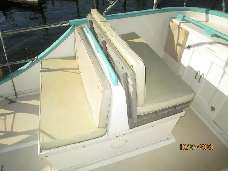 Slide: The Image of 38' Marine Trader flybridge port seating - 5778040