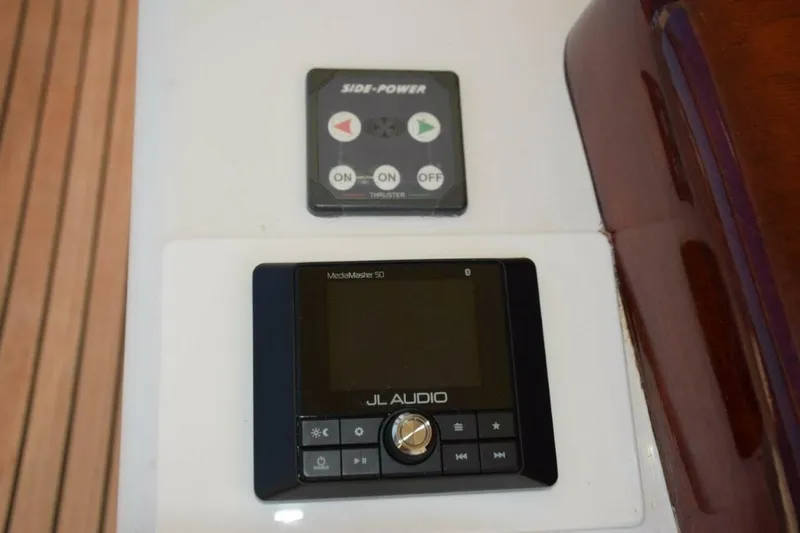 Slide: The Image of Bow Thruster Control And JL Stereo   Speakers In Cockpit And On Bridge Deck - 5806578