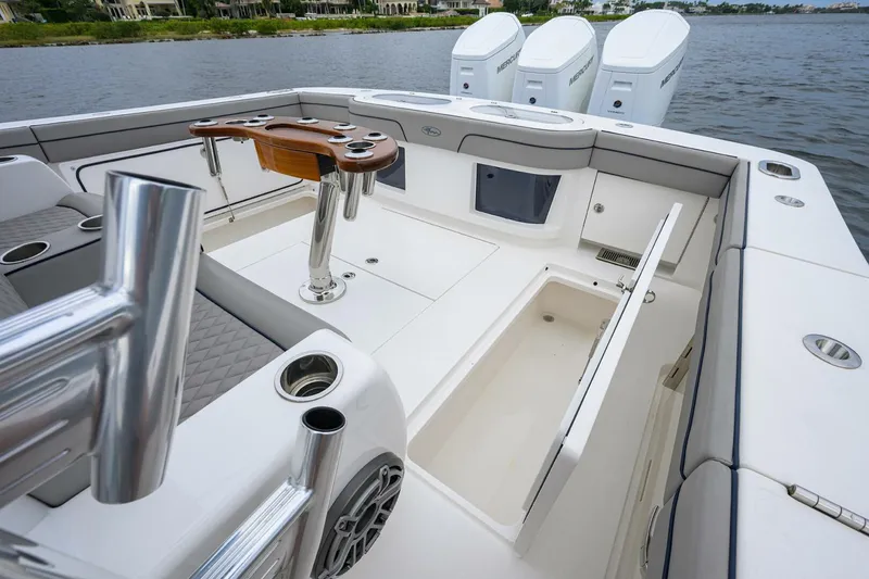 Slide: The Image of Starboard View of Cockpit & Triple Mercury Verado Engines - 5823419