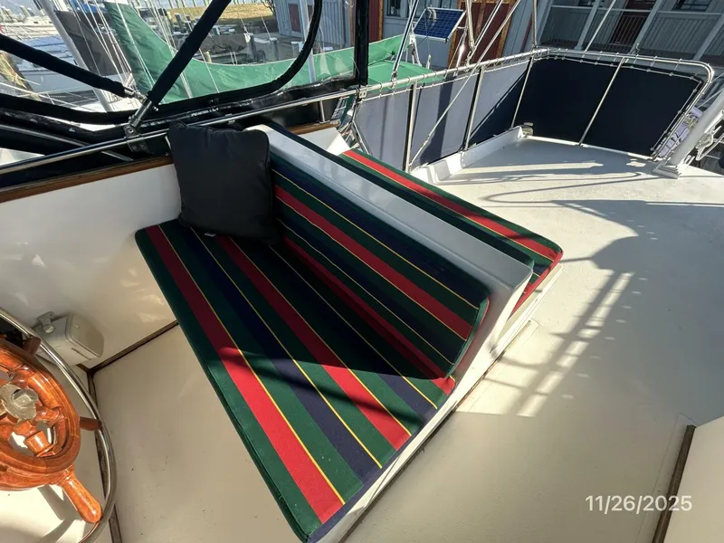 Slide: The Image of 42' Grand Banks flybridge starboard seating1 - 5824546