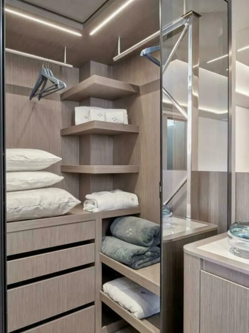 Slide: The Image of 2025 M8 65 Prestige M8 Multi-Hull Power Catamaran - Manufacturer Master Stateroom Closet - 5842721