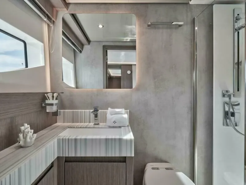 Slide: The Image of 2025 M8 65 Prestige M8 Multi-Hull Power Catamaran - Manufacturer VIP Stateroom Head - 5842734