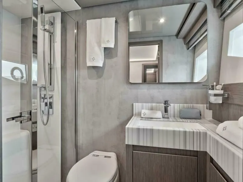 Slide: The Image of 2025 M8 65 Prestige M8 Multi-Hull Power Catamaran - Manufacturer VIP Stateroom Head - 5842735